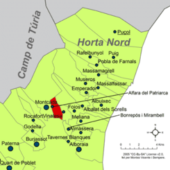 Localización en la comarca de la Huerta Norte