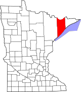 Map of Minnesota highlighting Lake County.svg