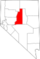 Mapa de Nevada con la ubicación del condado de Lander