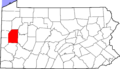 Map of Pennsylvania highlighting Butler County