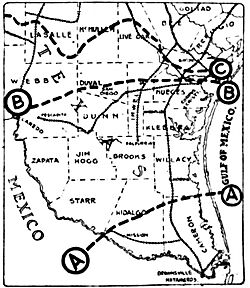 Map of South Texas showing information about the Plan of San Diego, 1915.jpg