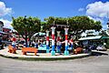 Small park in downtown san ignacio in front of the police station