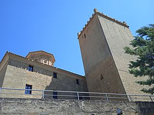 Archivo:Vista lateral del Torreón y el Palacio del Vizconde de Biota