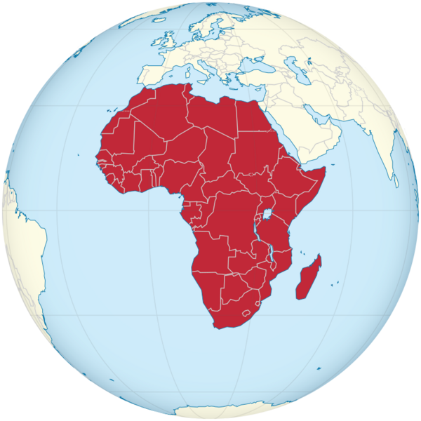 Africa on the globe (white-red)