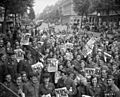 American military personnel gather in Paris to celebrate the Japanese surrender