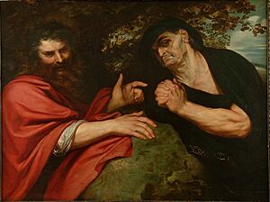 Archivo:Demócrito y Heráclito, de Rubens (Museo Nacional de Escultura de Valladolid)