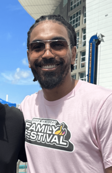Gabe Vincent at the 2023 Miami Heat Family Festival (cropped).png