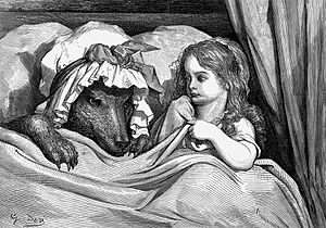Archivo:GustaveDore She was astonished to see how her grandmother looked