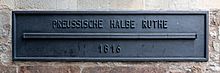 Archivo:Münster, Historisches Rathaus, Preussische halbe Ruthe -- 2017 -- 9783 (crop)