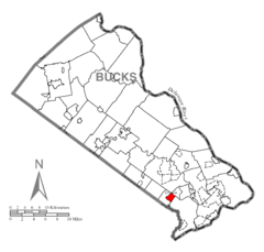 Map of Feasterville-Trevose, Bucks County, Pennsylvania Highlighted.png