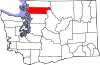 Mapa de Washington con la ubicación del condado de Skagit