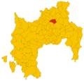 Map of comune of Mandas (province of South Sardinia, region Sardinia, Italy) - 2016