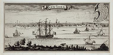 Archivo:New York Harbor Waterfront 1727 panorama map