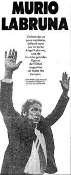 Archivo:Noticia de la muerte de Ángel Labruna, jugador y DT argentino