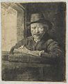 Rembrandt - Autorretrato desenhando junto à janela, 1648