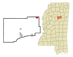 Webster County Mississippi Incorporated and Unincorporated areas Mantee Highlighted.svg
