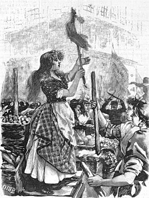 Archivo:1892-07-16, La Ilustración Nacional, La "Sarasate" arengando a las verduleras en la plaza de la Cebada, Méndez Bringa (cropped)