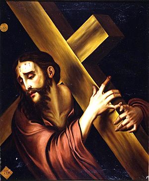 Archivo:Cristo con la cruz, copia de un original de Luis de Morales (Real Academia de Bellas Artes de San Fernando)
