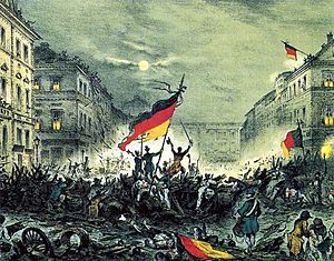 Archivo:Ereignisblatt aus den revolutionären Märztagen 18.-19. März 1848 mit einer Barrikadenszene aus der Breiten Strasse, Berlin 01