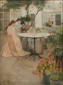 Familia en el jardín. 1885. Óleo sobre lienzo. 163 x 121 cm. Museo de Bellas Artes de Valencia.