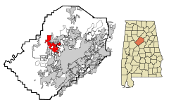 Jefferson County Alabama Incorporated and Unincorporated areas Adamsville Highlighted.svg