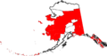 Map of Alaska highlighting the Unorganized Borough