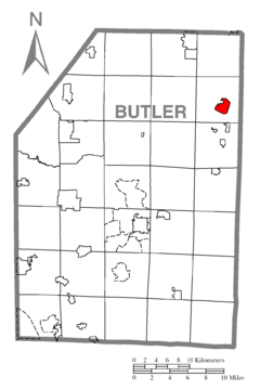 Map of Bruin, Butler County, Pennsylvania Highlighted.png