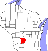Map of Wisconsin highlighting Sauk County.svg