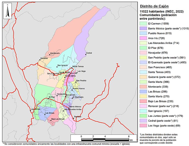 Mapa del distrito de Cajón