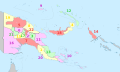 Papua new guinea provinces (numbers) colored 2012