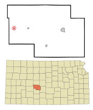 Pawnee County Kansas Incorporated and Unincorporated areas Burdett Highlighted.svg