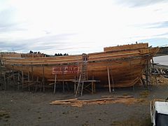 Portside View of the HMS Beagle replica as of february 27, 2014