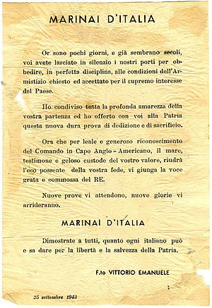 Archivo:Proclama di Vittorio Emanuele ai marinai d'Italia (25 settembre 1943)