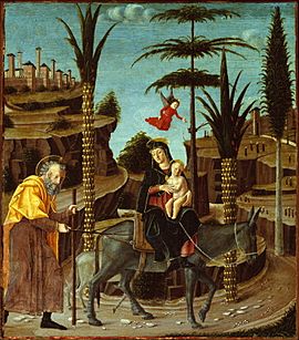 Archivo:The Flight into Egypt c. 1485 Bernardino Butinone