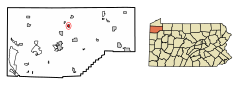 Crawford County Pennsylvania Incorporated and Unincorporated areas Woodcock Highlighted.svg