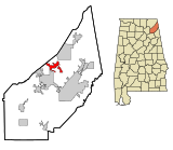 DeKalb County Alabama Incorporated and Unincorporated areas Sylvania Highlighted.svg