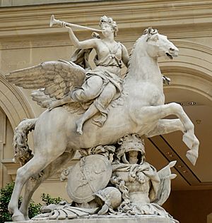Archivo:Fame riding Pegasus Coysevox Louvre MR1824