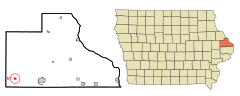 Jackson County Iowa Incorporated and Unincorporated areas Baldwin Highlighted.svg