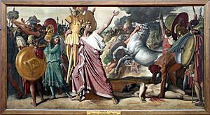 Archivo:Jean-auguste-dominique ingres, romolo, vincitore di acron, porta il bottino nel tempio di giano, 1812, 00
