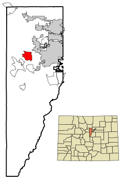 Jefferson County Colorado Incorporated and Unincorporated areas Genesee Highlighted.svg