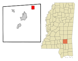 Jones County Mississippi Incorporated and Unincorporated areas Sandersville Highlighted.svg
