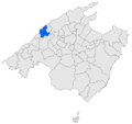 Localització de Sóller respecte de Mallorca