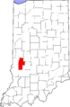 Map of Indiana highlighting Clay County