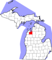 Map of Michigan highlighting Grand Traverse County