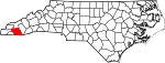 Mapa de Carolina del Norte con la ubicación del condado de Macon