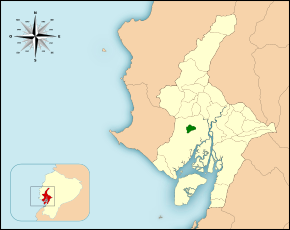 Localización del Bosque Protector Cerro Blanco en la provincia de Guayas.