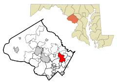 Montgomery County Maryland Incorporated and Unincorporated areas Colesville Highlighted.svg