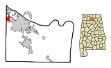 Morgan County Alabama Incorporated and Unincorporated areas Trinity Highlighted.svg