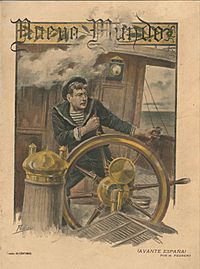 Nuevo Mundo, Avante España, April 20th 1898, cover by Mariano Pedrero