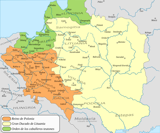 Archivo:Poland, Lithuania and Teutonic state at the beginning of the XV es